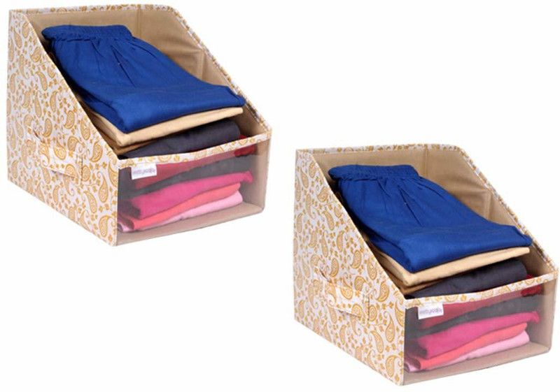 PrettyKrafts Cloth stacket orgonizer Cloth Stacker Closet Organizer, Foldable cloth stacker shopsy_F1500_R_Brown2  (Brown)