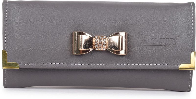Women Evening/Party, Travel, Ethnic, Casual, Trendy, Formal Grey Artificial Leather Wallet - Mini  (1 Card Slot)
