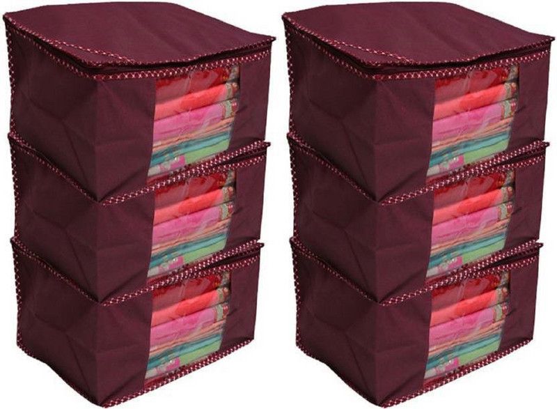 BW Designer Non woven Saree cover (Pack of 6Pcs) (Maroon) BWDNWSC-M6  (Maroon)