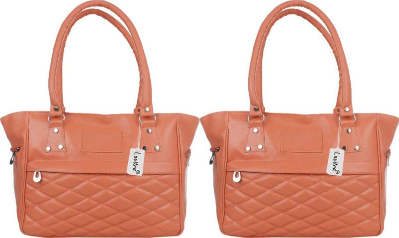 Women Orange, Orange Hand-held Bag - Extra Spacious  (Pack of: 2)