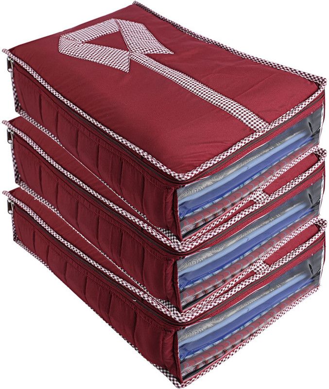 KUBER INDUSTRIES 3 layered Quilted 3 Pieces Cotton Shirt Cover (Maroon) -CTKTC5282 CTKTC05282  (Maroon)