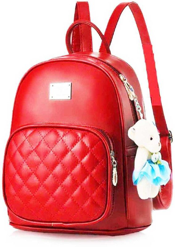 Small 10 L Backpack PU LEATHER BACKPACK,SCHOOL BACKPACK,TRAVEL BACKPACK  (Red)