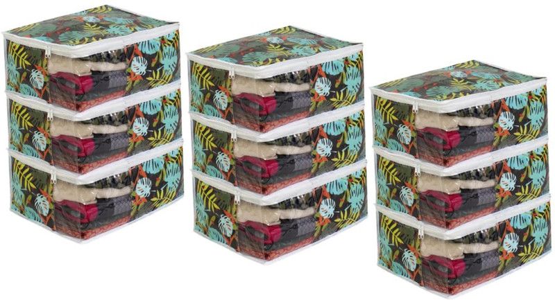 PrettyKrafts Saree orgonizer Saree Storage Bag With Zip, Wardrobe Organiser, Clothes Cover & Storage shopsy_F1284_DL_GL_9_PK  (Green)