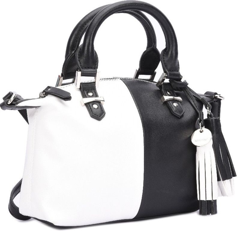 Women White, Black Satchel - Regular Size