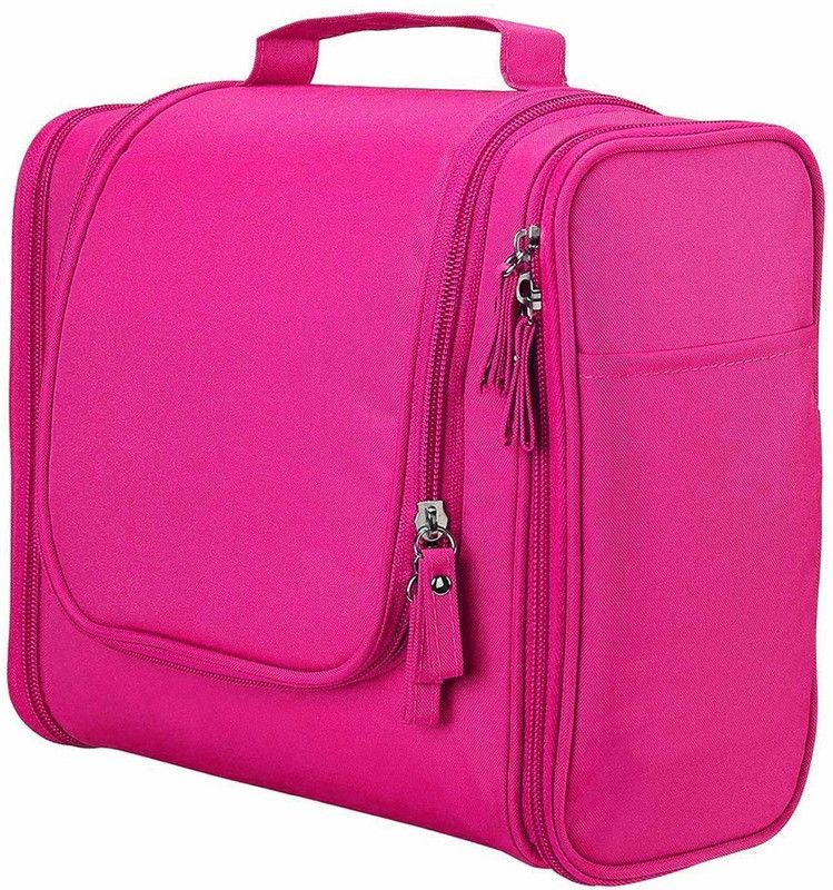 Travel Toiletry Waterproof Bag/Cosmatic Bag/Hanging Side Open Toiletry Bag/Extra Large Travel Makeup Organiser Bag for Women&men/Shaving Kit Storage Travel Kit Pack with Hook Travel Toiletry Kit  (Pink)