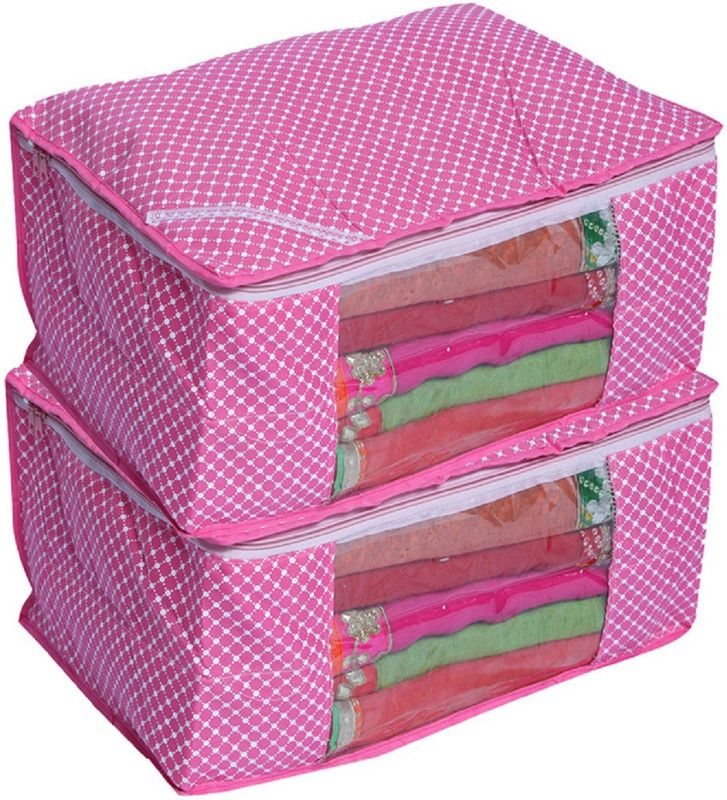 KUBER INDUSTRIES Designer Cotton Quilted Polka Dots Saree Cover Set of 2 Pcs (Pink) SCW03 PolkaDOTSSCW003  (Purple)