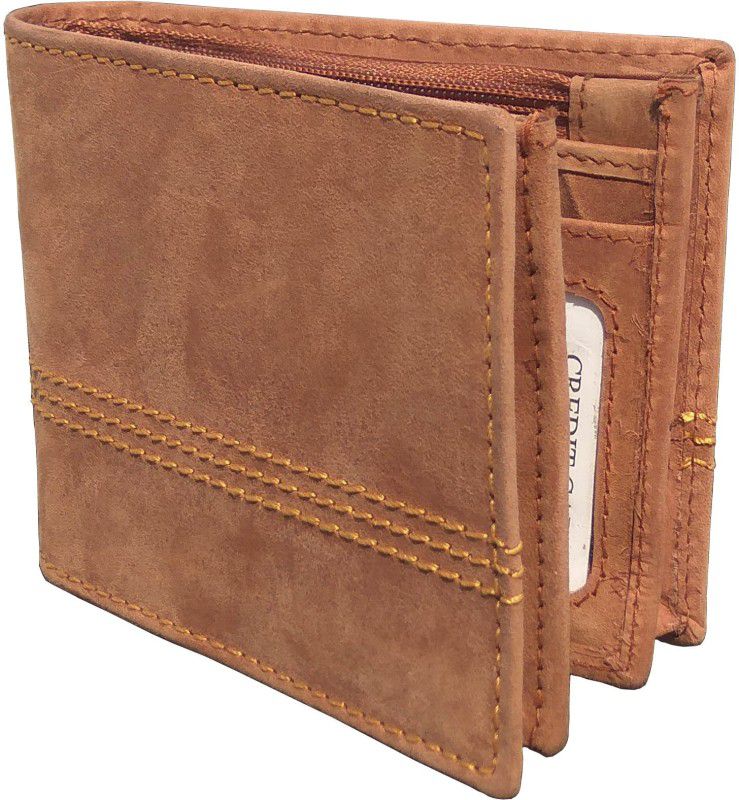 Men Brown Genuine Leather RFID Wallet - Regular Size  (4 Card Slots)