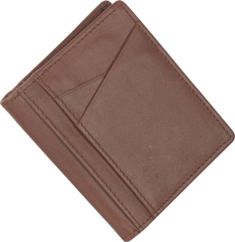 Men Brown Genuine Leather RFID Card Holder - Mini  (16 Card Slots)