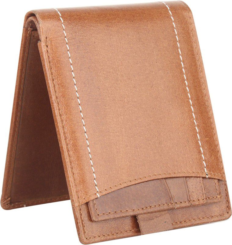 Men Brown Genuine Leather RFID Wallet - Regular Size  (11 Card Slots)