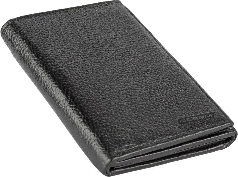 Men Casual Black Genuine Leather Wallet - Regular Size  (8 Card Slots)