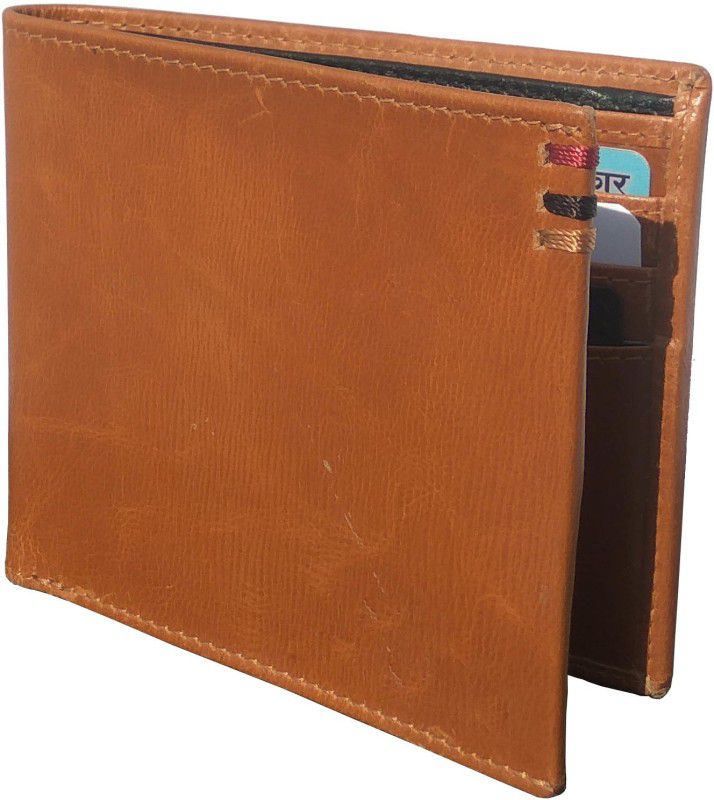 Men Brown Genuine Leather RFID Wallet - Mini  (8 Card Slots)