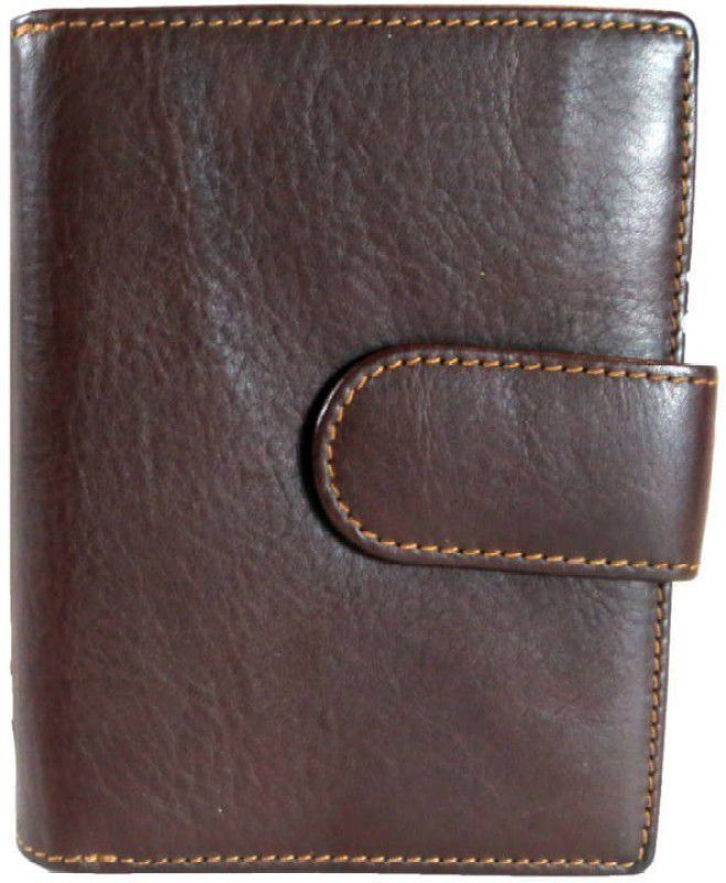Men Casual Brown Genuine Leather Wallet - Regular Size  (8 Card Slots)