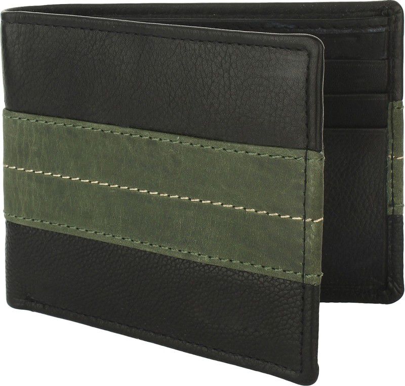 Men Black Genuine Leather RFID Wallet - Mini  (6 Card Slots)