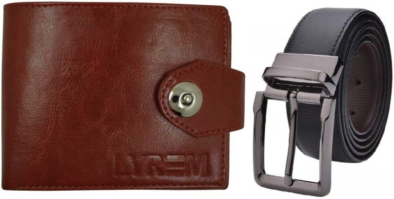 LYREM Wallet & Belt Combo  (Brown, Black)