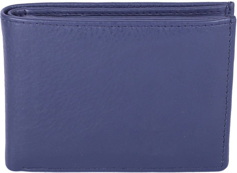 Men Blue Genuine Leather RFID Wallet - Mini  (8 Card Slots)