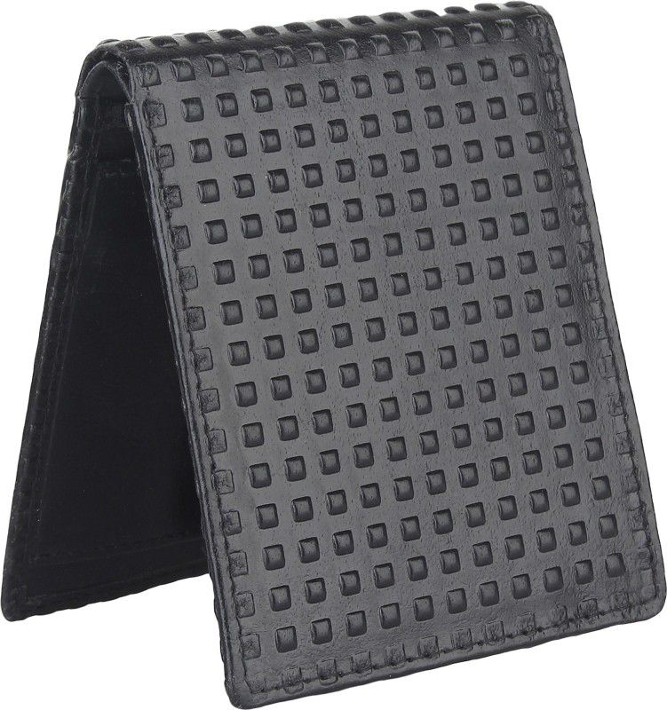 Men Black Genuine Leather RFID Wallet - Regular Size  (3 Card Slots)