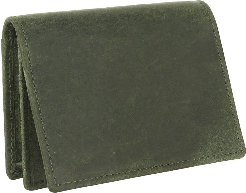 Men Green Genuine Leather RFID Card Holder - Mini  (20 Card Slots)