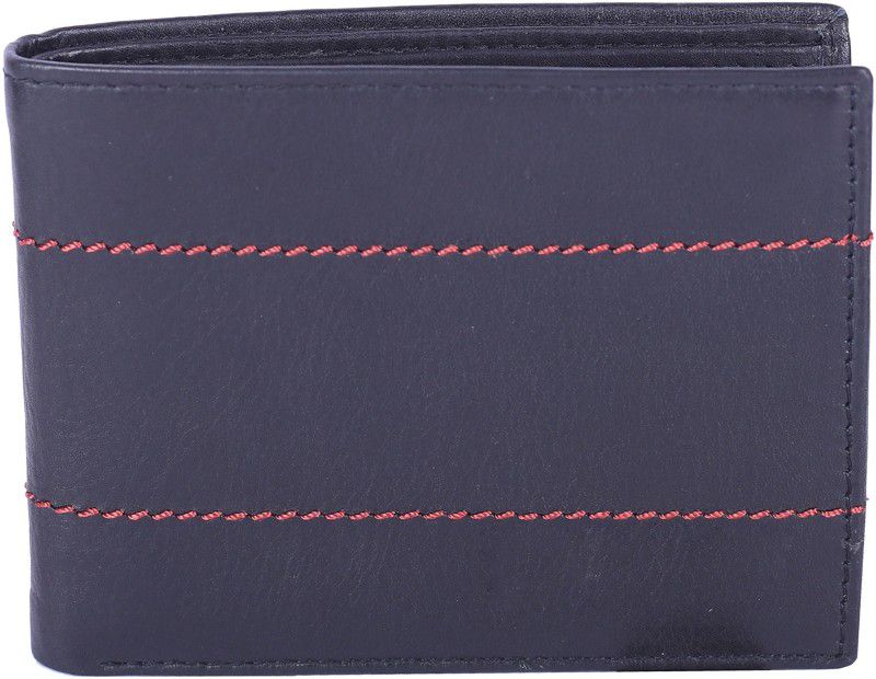 Men Black Genuine Leather RFID Wallet - Regular Size  (10 Card Slots)