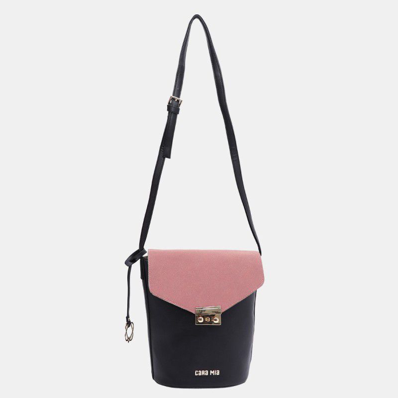 Black, Pink Women Sling Bag - Medium