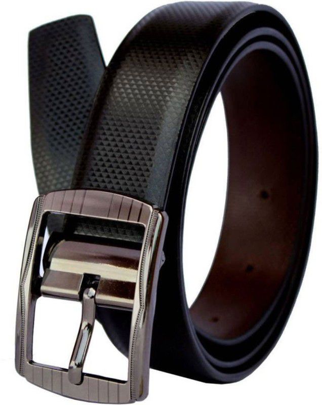 Men Evening, Party, Formal, Casual Black Artificial Leather Reversible Belt