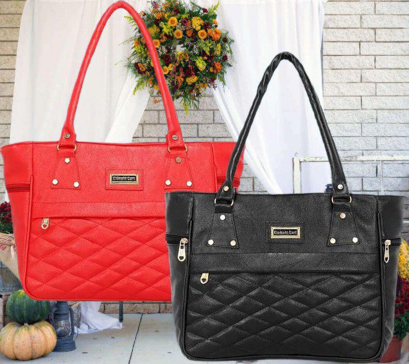 Women Red, Black Handbag  (Pack of: 2)