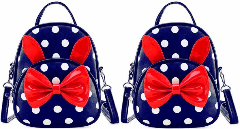 Small 8 L Backpack Polka Dot Tai Style Lettest Trendy Backpack Used For Women & Girls Pu Leather Backpack School Bag Student Backpack Women Travel bag Casual Bag Collage Bag Tuttion Bag  (Blue, Blue)
