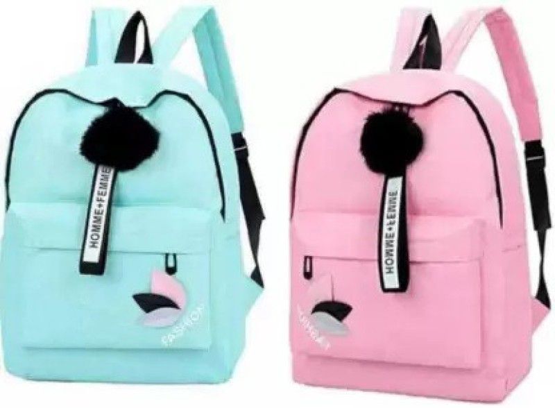 Stylish Casual Attractive Combo Printed For School College Girls 20 L Bag 20 L No Backpack  (Pink, Green)
