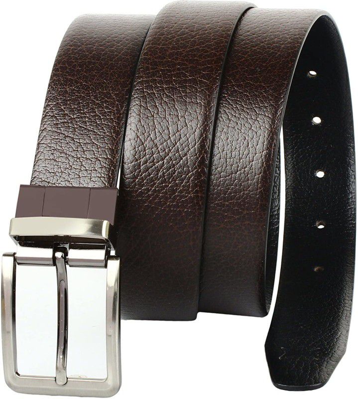 Men Evening, Casual, Formal, Party Black Genuine Leather Reversible Belt