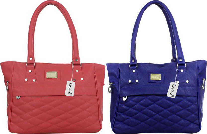 Women Red, Blue Handbag  (Pack of: 2)
