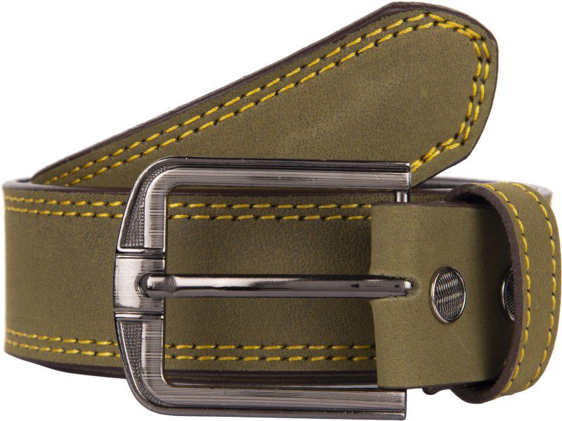 Men Casual, Party, Evening Green Genuine Leather Belt