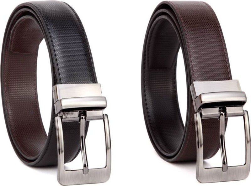 Men Evening, Party, Formal, Casual Brown, Black Artificial Leather Reversible Belt