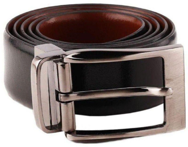 Men Casual Black Artificial Leather Reversible Belt