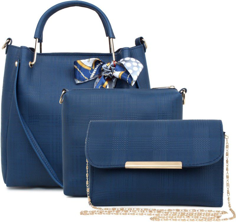 Women Blue Handbag  (Pack of: 3)