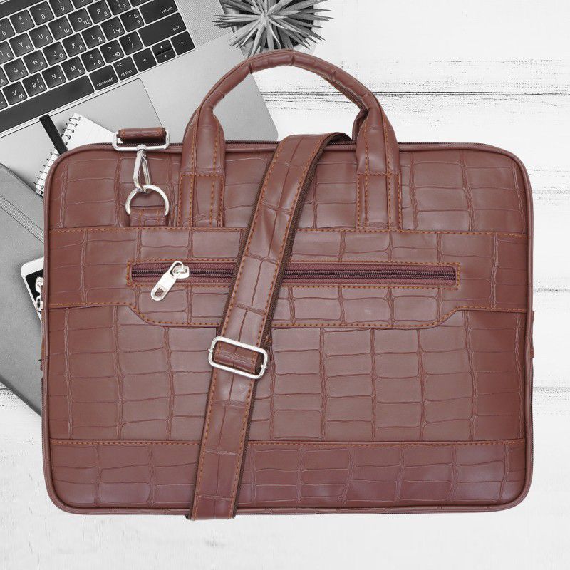 kennery purseify Croco Chocolate KE10 artifical leather mini laptop bag Waterproof Multipurpose Bag  (Brown, 15 L)