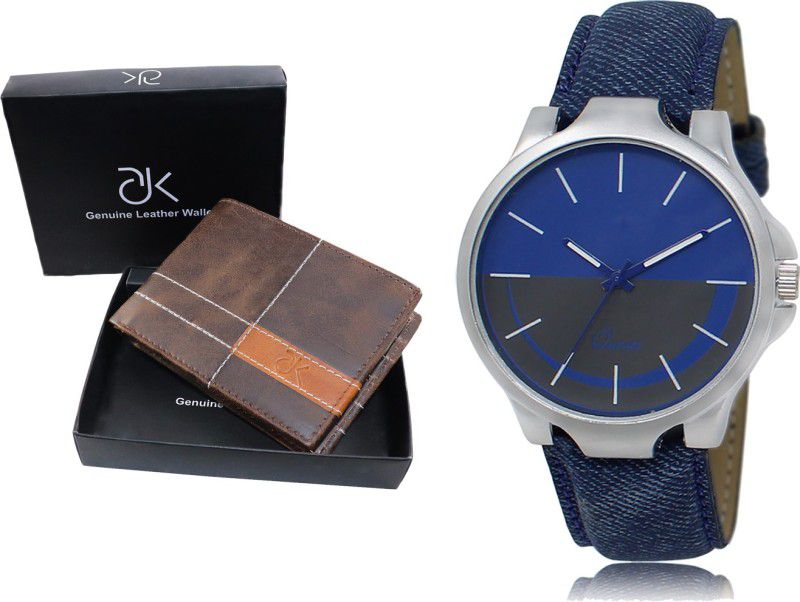ADK Watch & Wallet Combo  (Brown, Blue)