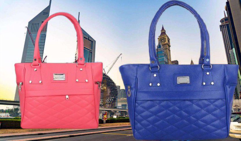 Women Blue, Pink Handbag  (Pack of: 2)