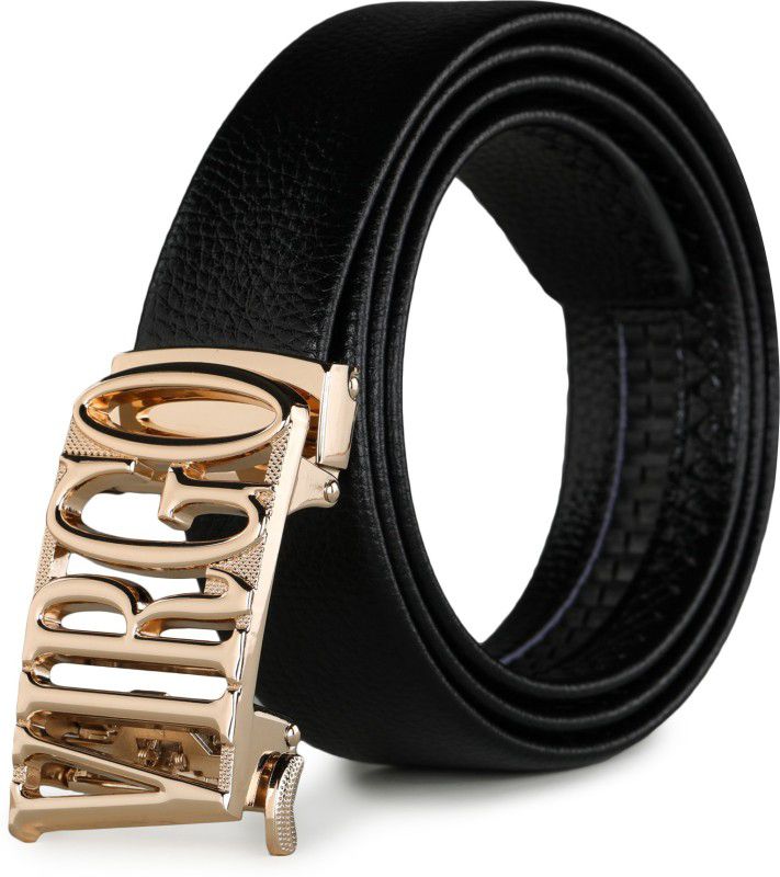 Men & Women Casual, Party, Formal, Evening Gold, Black Artificial Leather Belt