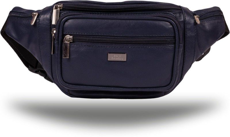 F&T Leather Genuine leather bum bag waist bag Waist bag  (Blue)