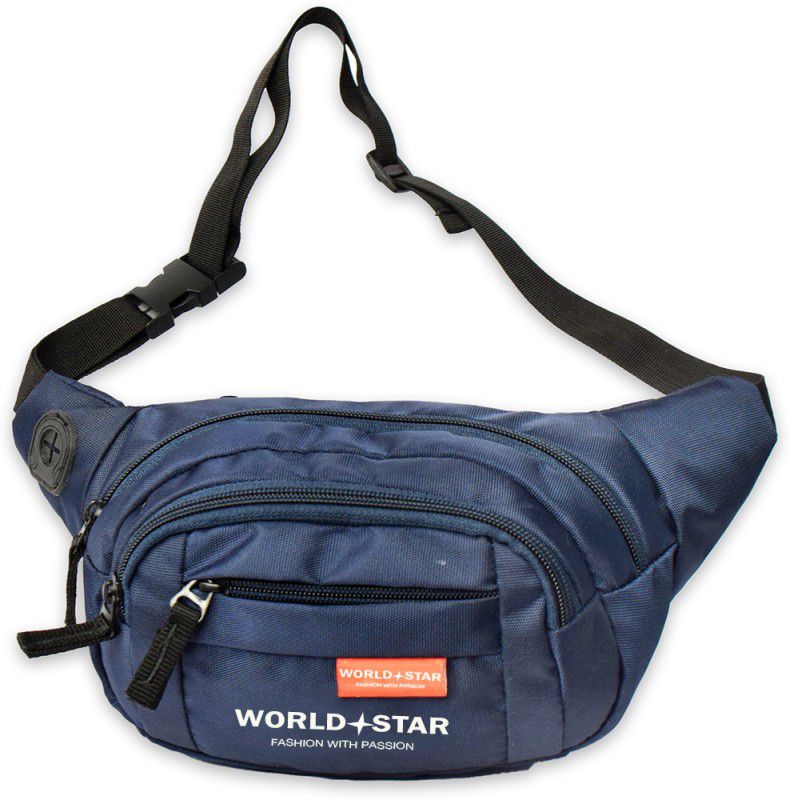 Worldstar fluffy navy blue waist bag waist bag Fanny Pack for Travel Bags Hiking Trekking  (Blue)