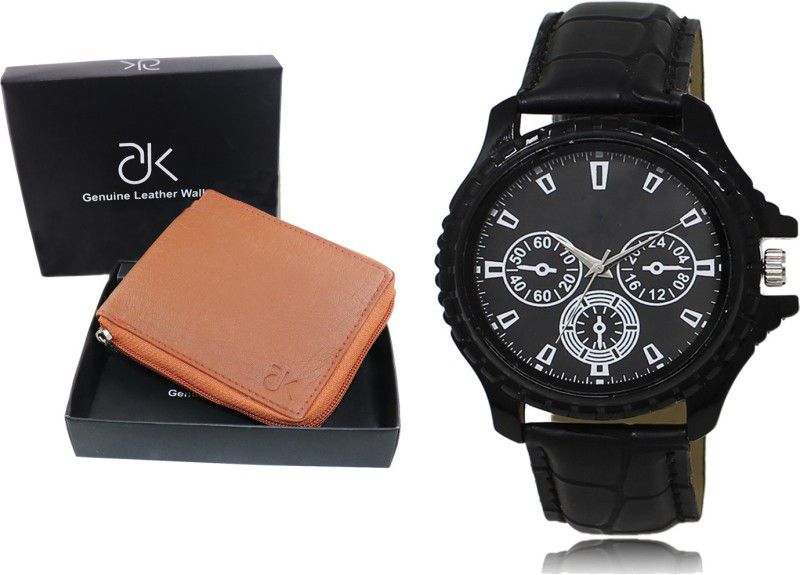 ADK Watch & Wallet Combo  (Tan, Black)