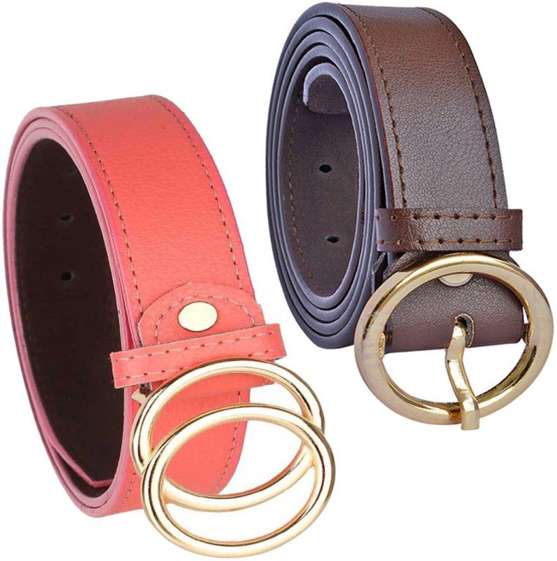 Women Brown, Pink Synthetic Belt
