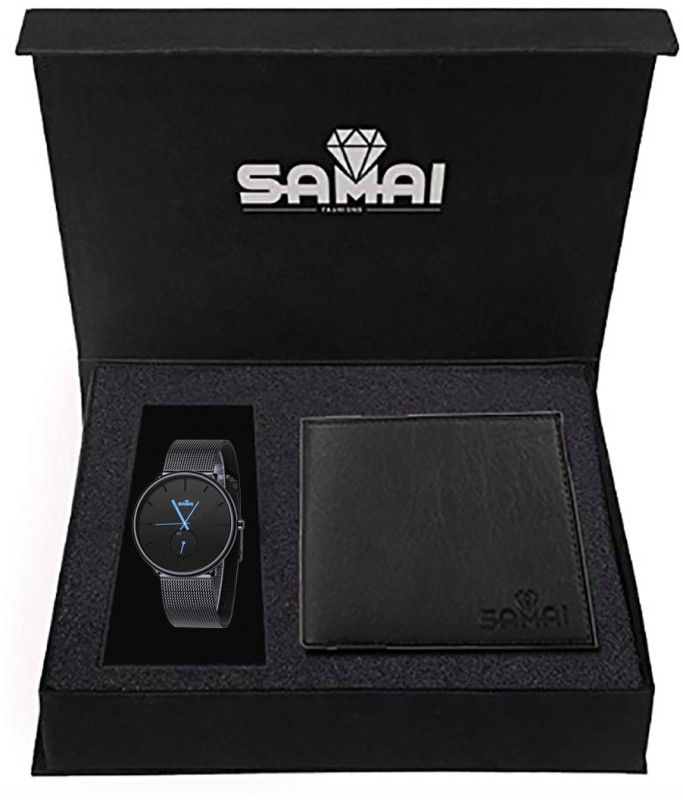 Samai Fashions Wallet, Analog Watch  (Black)
