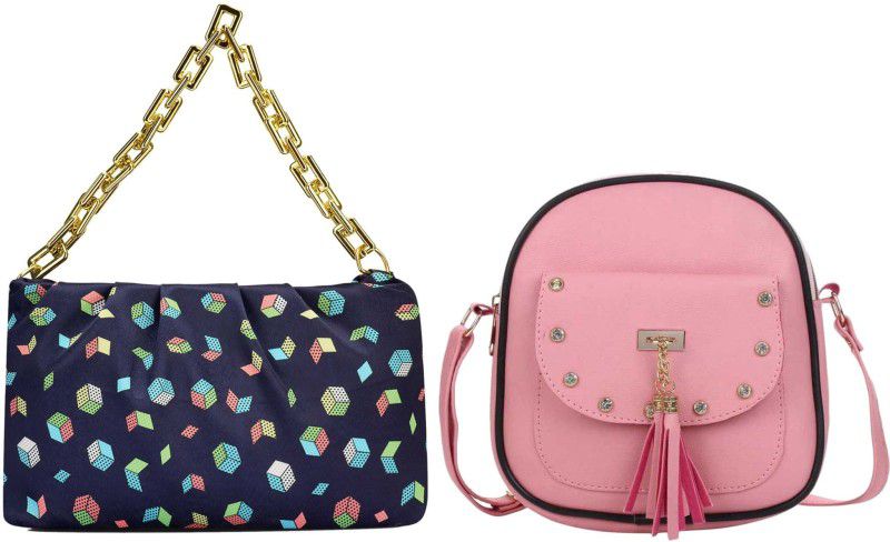 Blue, Pink Girls Sling Bag  (Pack of 2)