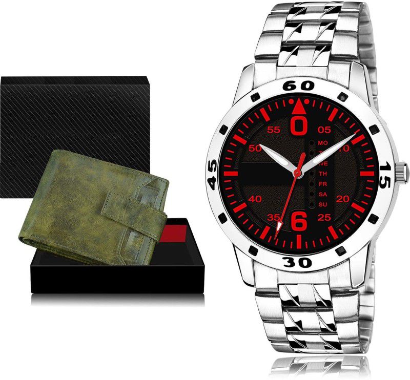 TIMENTER Watch & Wallet Combo  (Green, Black)