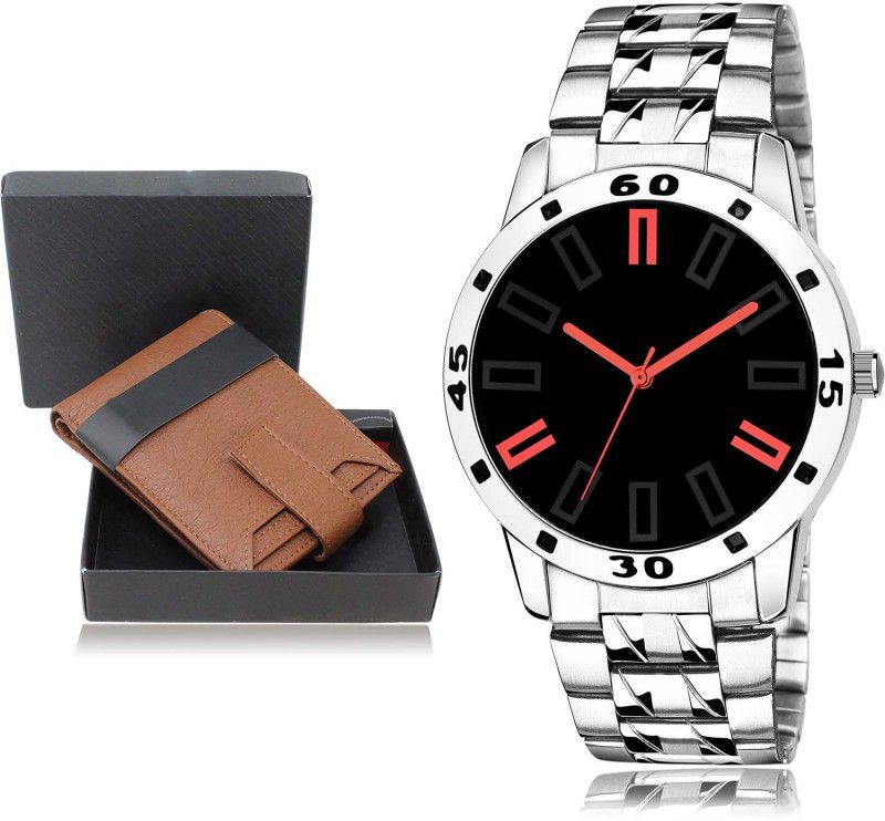 NIKOLA Watch & Wallet Combo  (Brown, Silver)