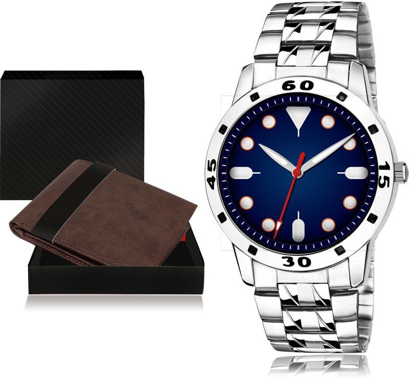TIMENTER Watch & Wallet Combo  (Brown, Blue)