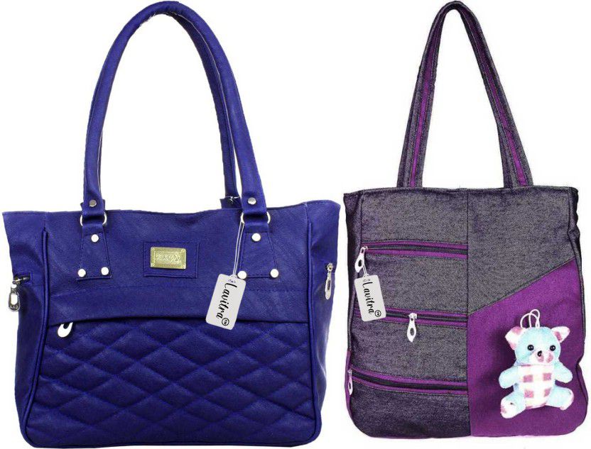 Women Blue, Purple Handbag  (Pack of: 2)