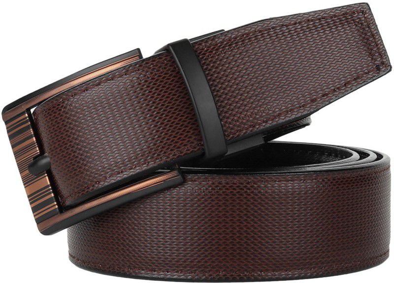 Men Formal, Casual Brown Texas Leatherite Reversible Belt