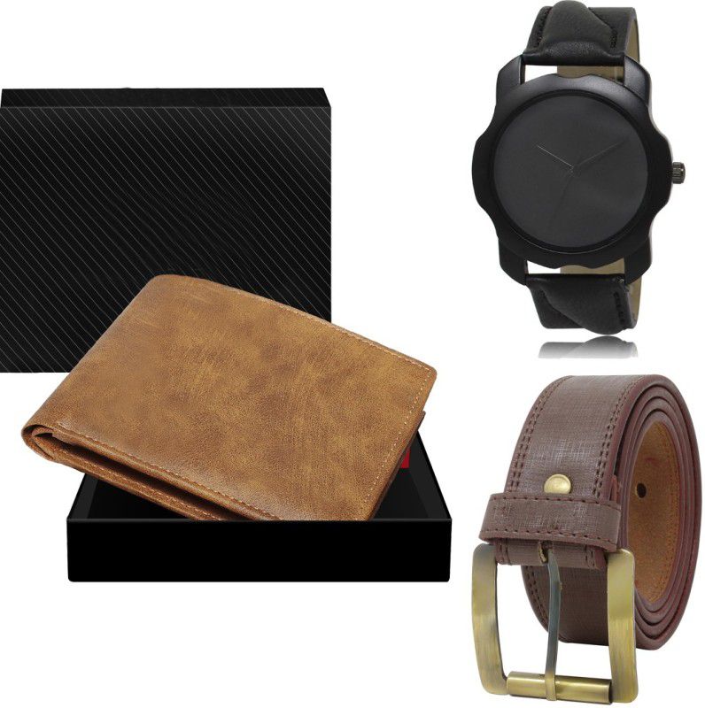 SWIFFIN Belt, Wallet & Watch Combo  (Beige, Brown, Black)
