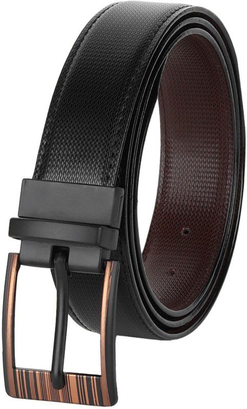 Men Formal, Casual Black, Brown Texas Leatherite Reversible Belt
